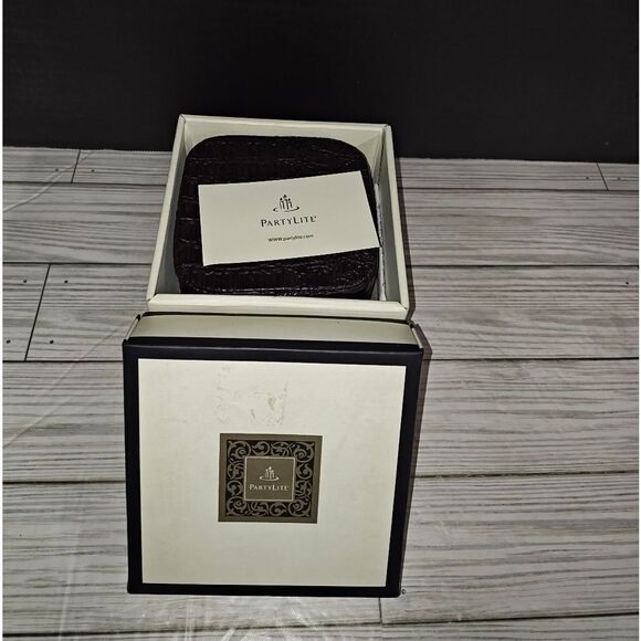 Partylite Square Candle Vintage Leather Scent G35439 With Faux Leather Gift Box - Picture 9 of 9